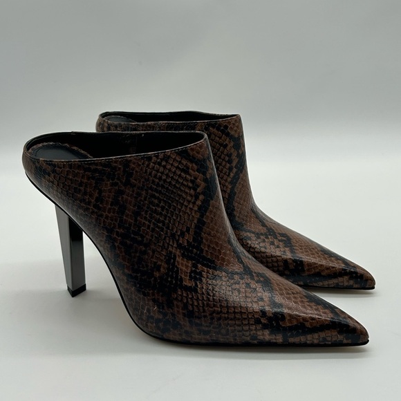 Michael Kors Halle Mule Pumps | Serpent Leather Snake Print Heels | Size 7M NIB - Picture 4 of 13